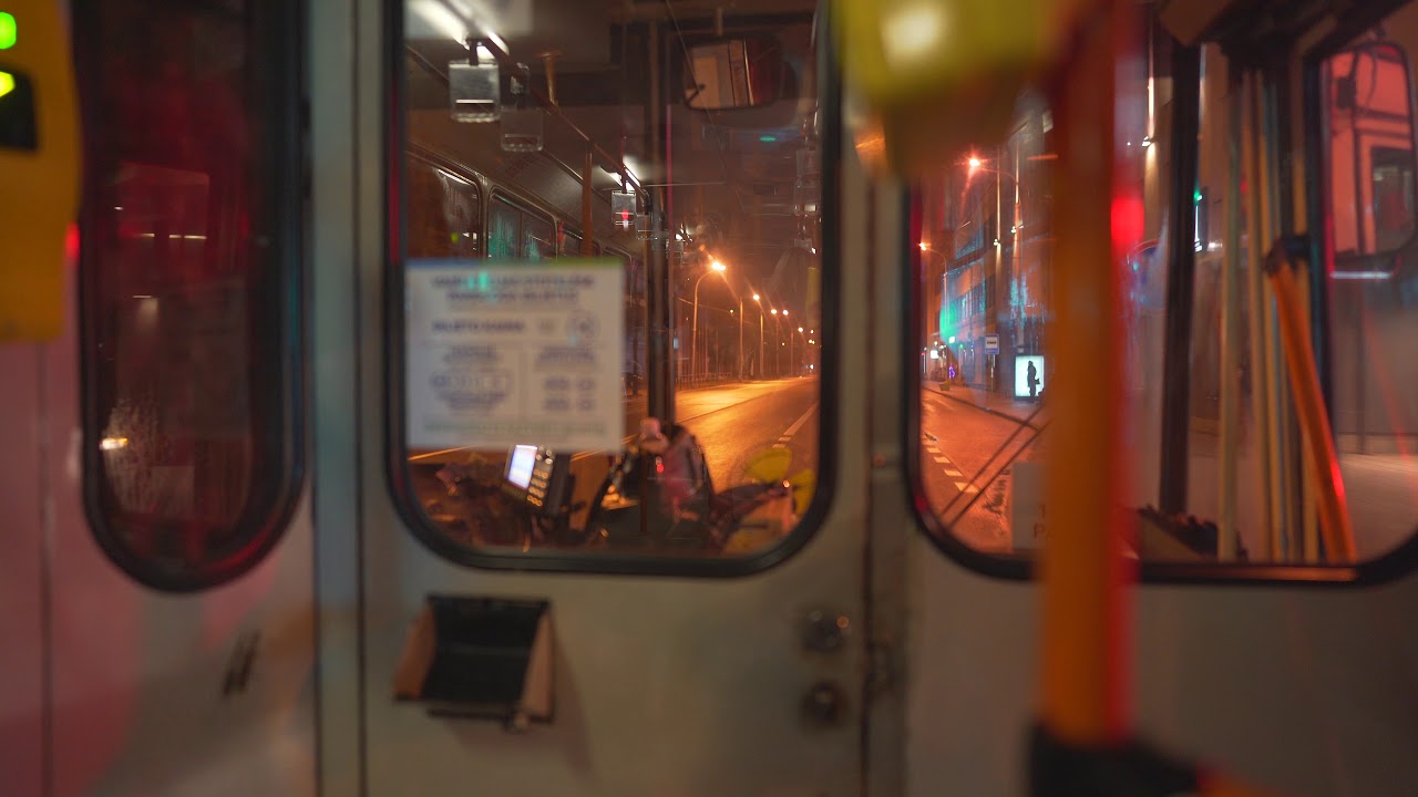 Lithuania, Vilnius, trolleybus 10 night ride from Žaliasis tiltas to Prūsų st.