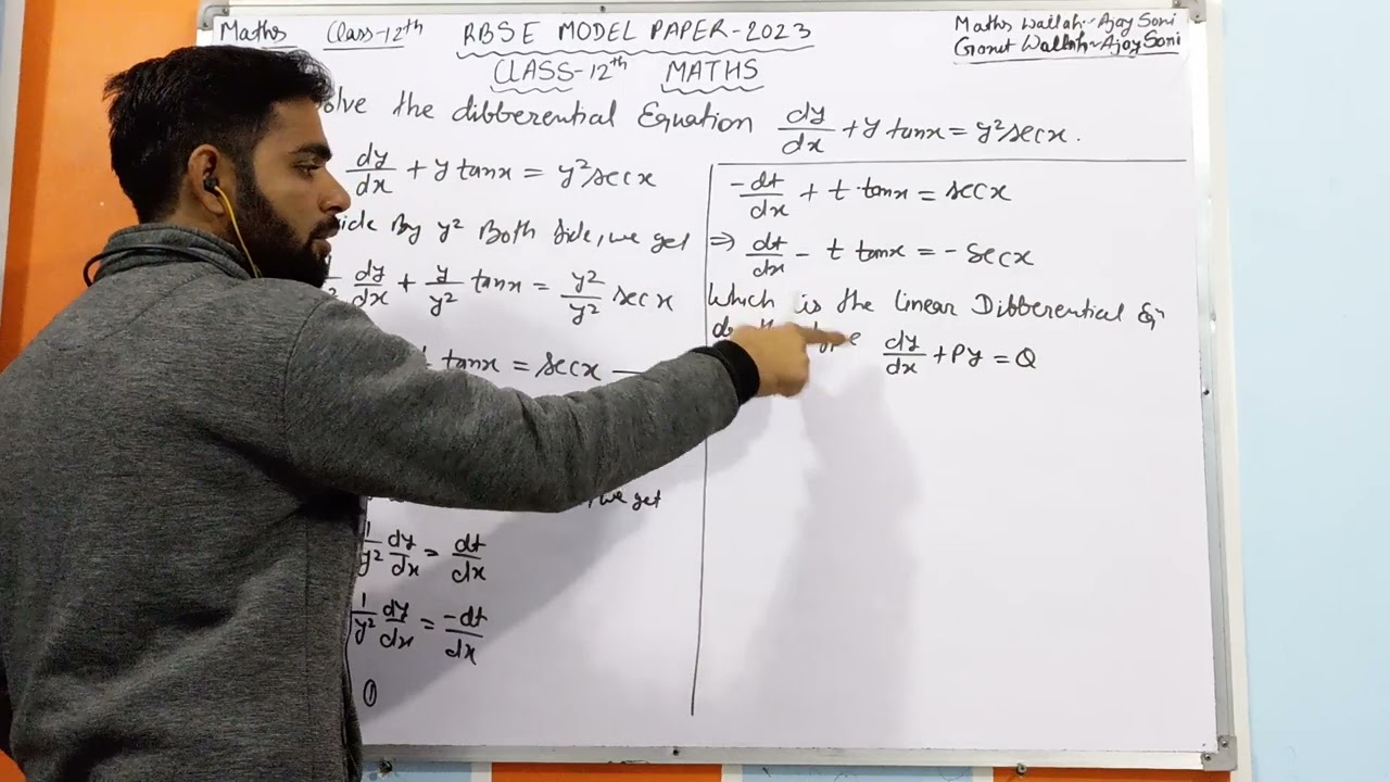Solve The Differential Equation Dy/Dx + Y tanx = Y^2 Secx