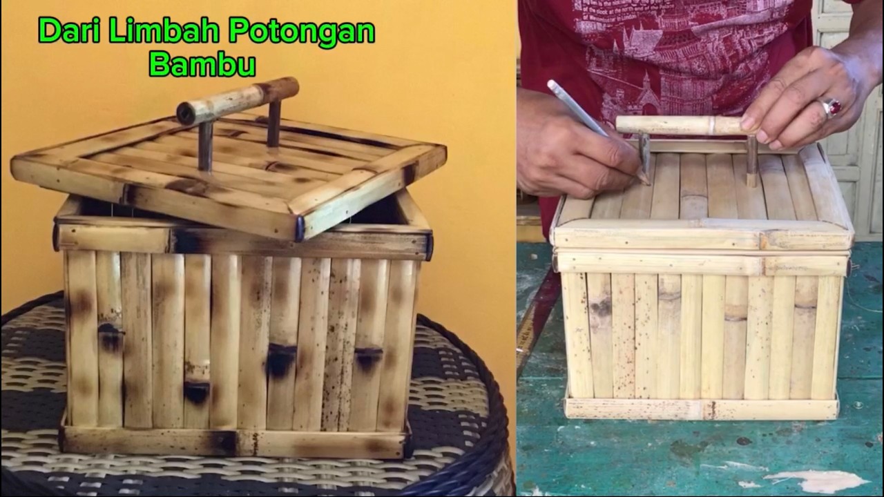 Memanfaatkan Limbah Potongan Bambu jadi Barang yang Berguna || Kotak Bambu ~ Kerajinan dari Bambu
