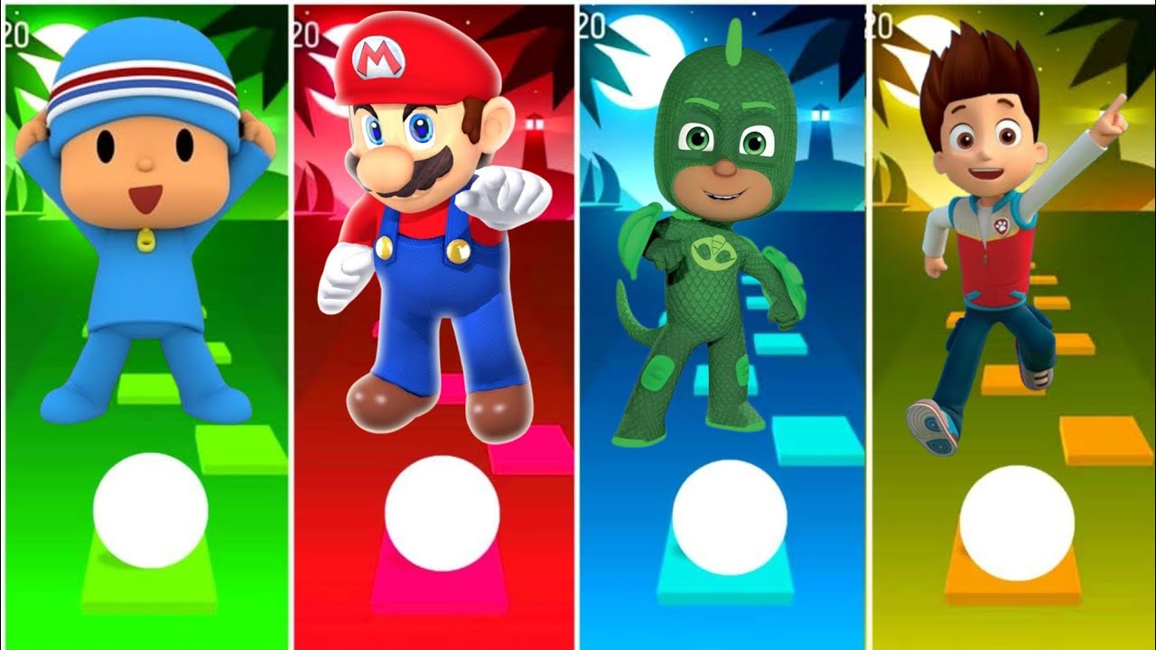 Pocoyo vs Mario Bros vs pj mask vs cocomelon Tilse hope Edm rush game. 