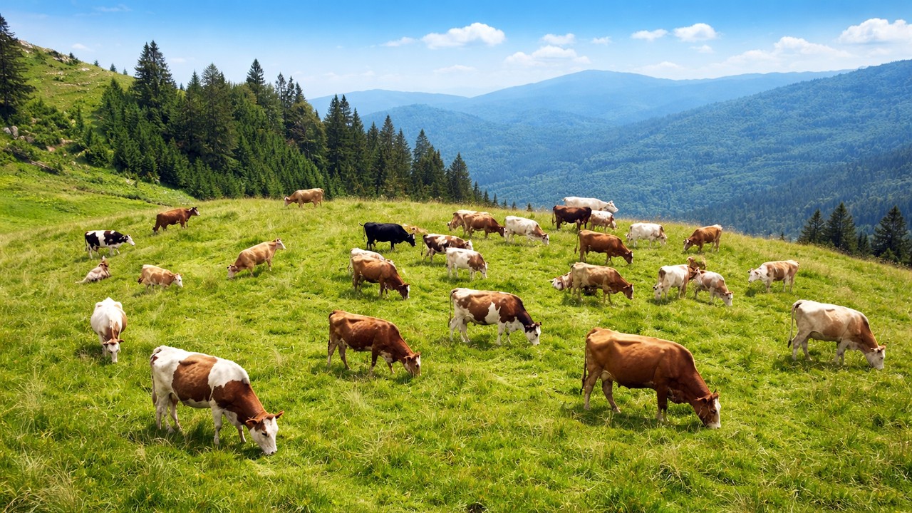 Cows Grazing Peacefully in a Sunny Open Meadow 🌿 Calm Music  Peaceful Wildlife Views
