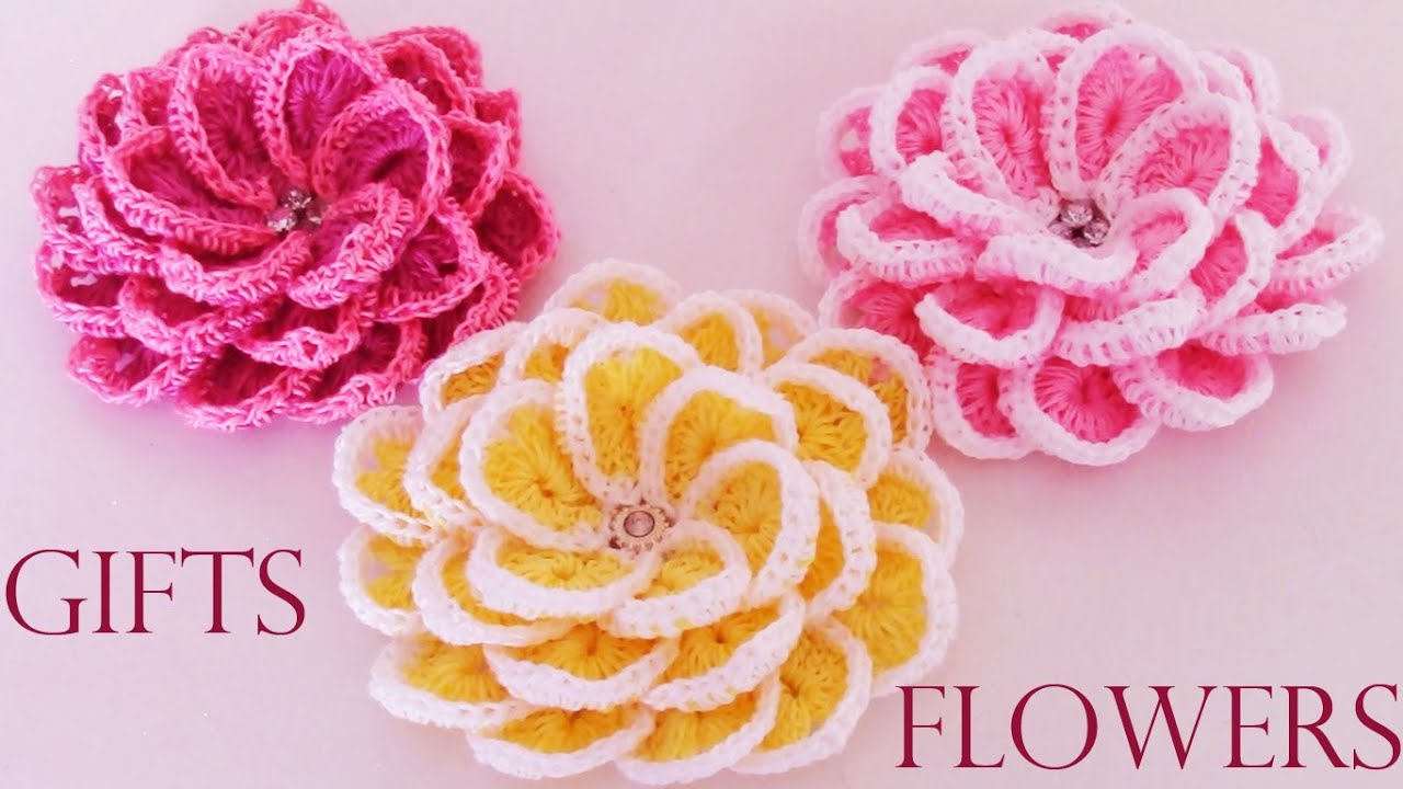Como tejer  fácil y rápido flores en una sola tira- Make creates  beautiful flowers cute gifts