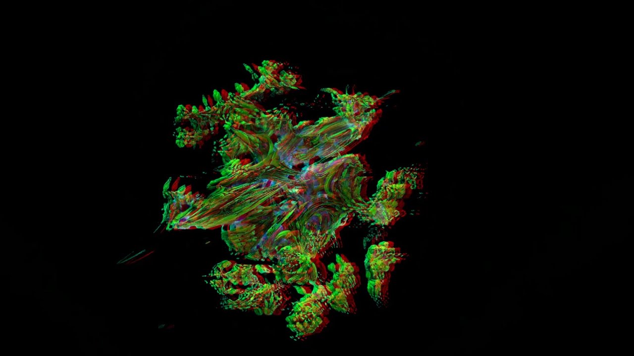 Creatures (fractal animation in 3D, anaglyph, HD, red-cyan)