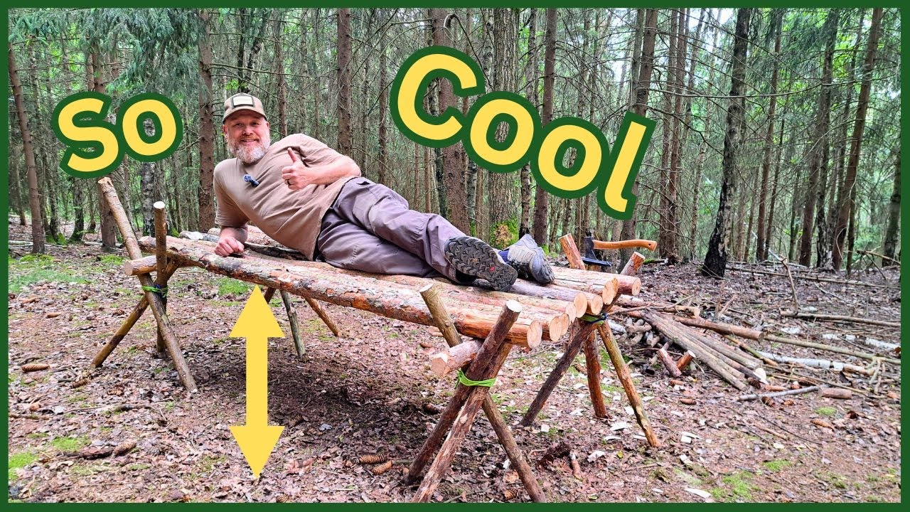 Ein Waldbett mit 4 Dreibeinen selber bauen | Oder ein Tisch | Bushcraft | Survival | Outdoor | Bett