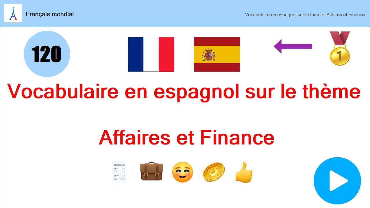 30. Vocabulaire en espagnol sur le thème : Affaires et Finance | Français mondial
