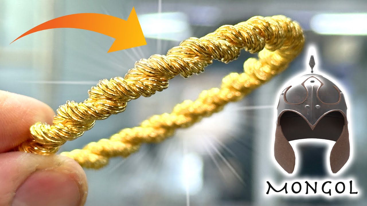 Как делают браслет монгольского воина из 20 метров золотой проволоки?