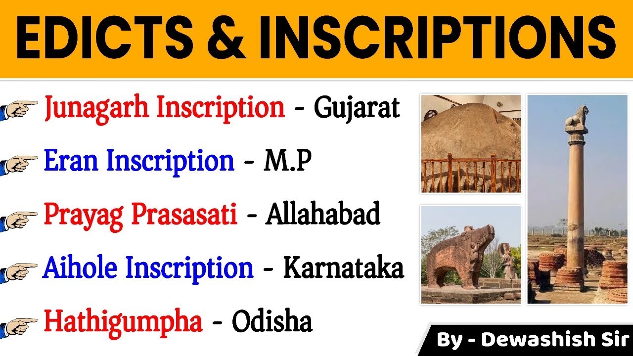 Inscriptions & Rock Edicts | शिलालेख | Ancient History Edicts & Inscriptions| History GK | Dewashish