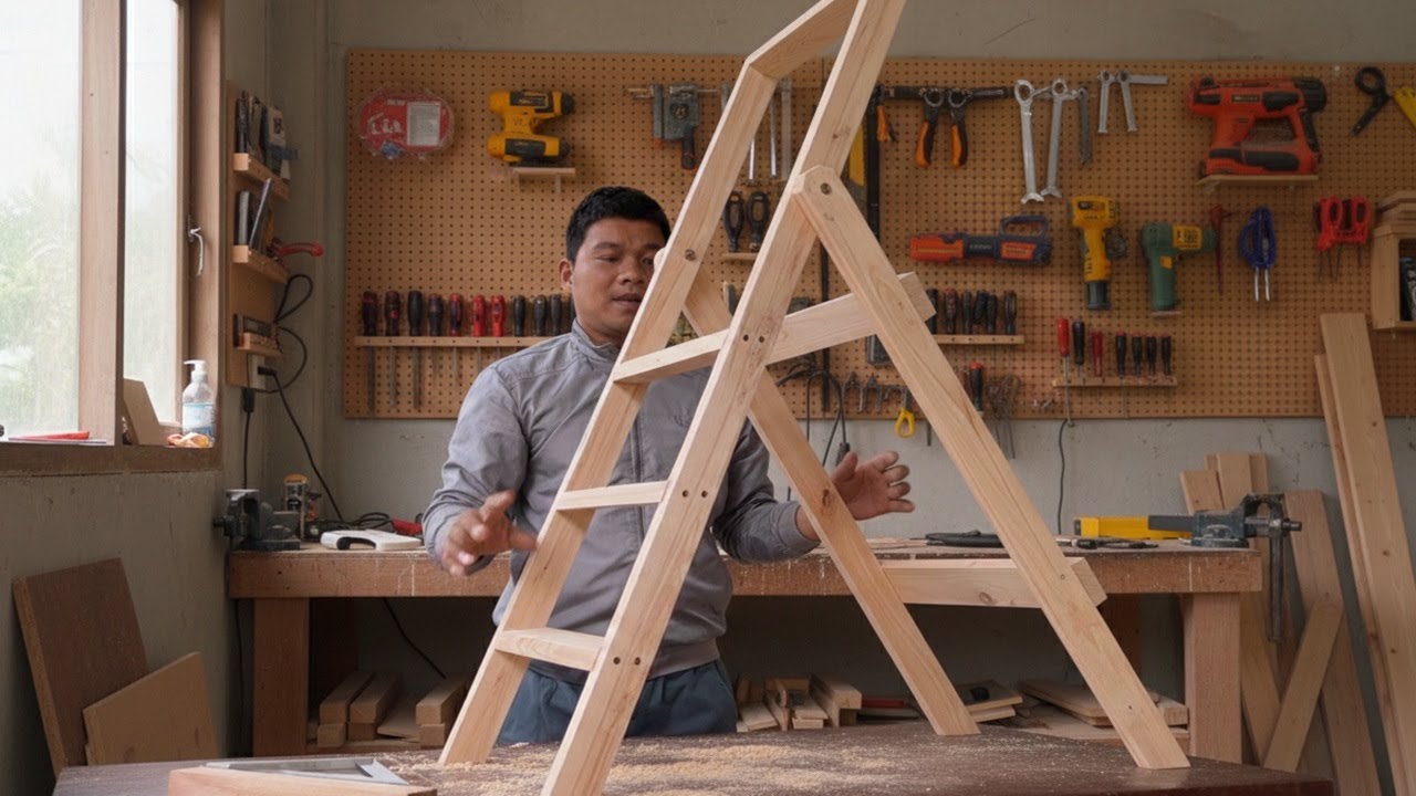 You Won't Believe This Design! DIY Smart Folding Ladder That Folds Flat