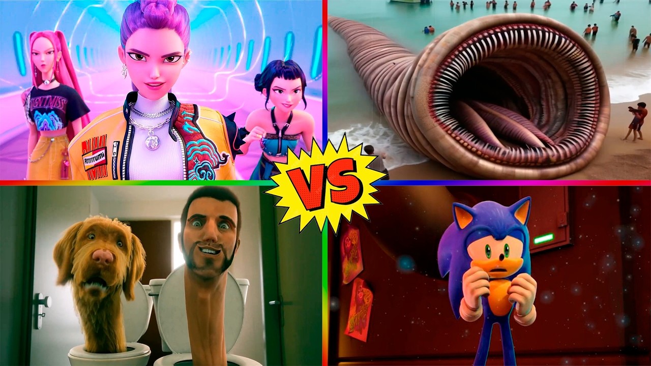 Kpop demon hunter 🆚 Skibidi Toilet 🆚 Sonic 🆚 Erosion Worm 🎵Who is win Tiles Hop EDM Rush