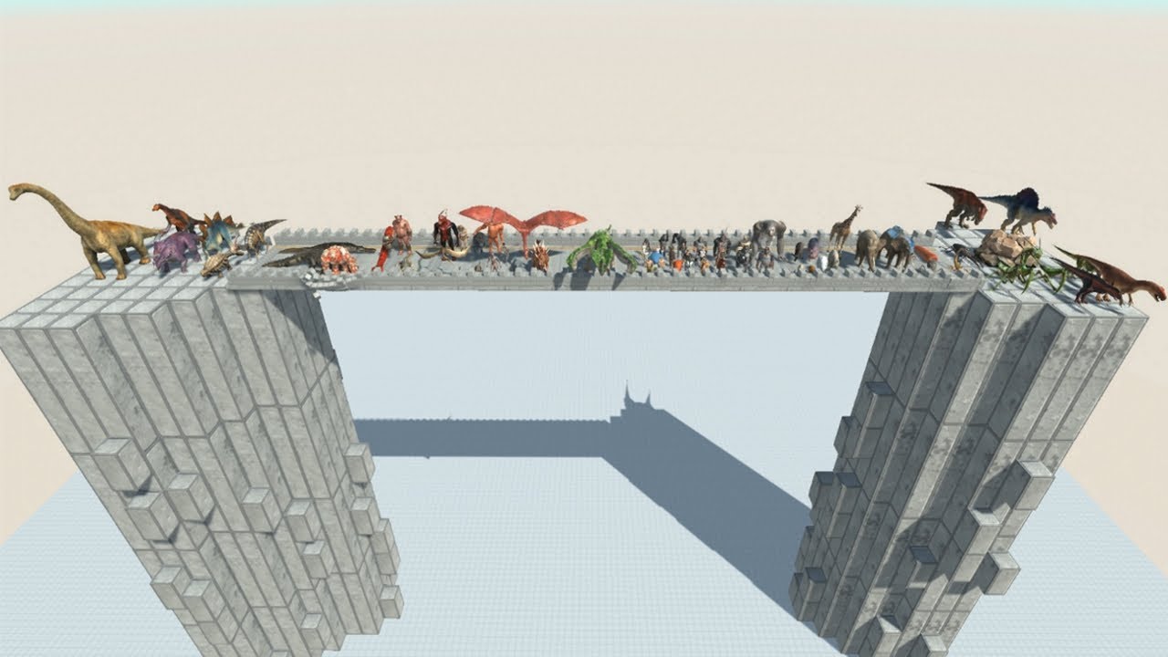2 vs 2 ALL UNITS COMPETITION on Narrow Bridge Animal Revolt Battle Simulator