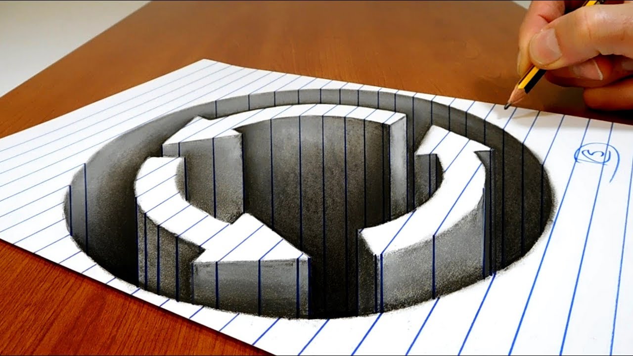 3D Trick Art on Paper, Hole Roundabout Traffic signs