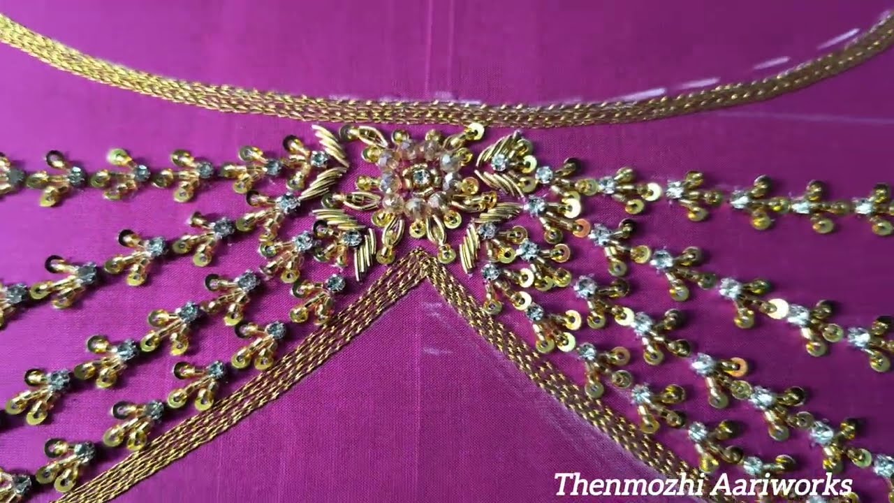 Simple and unique aari work. Bridal Aari work blouse design. New Aari work design. #aariwork 