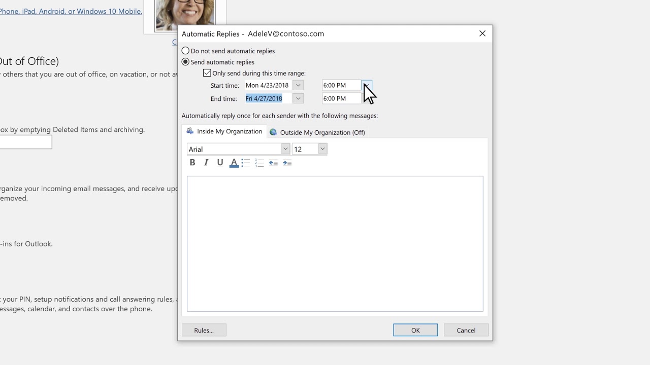 How to set up auto-reply in Microsoft Outlook