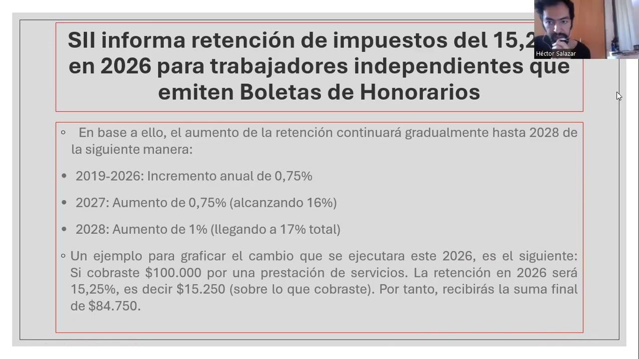 Información sobre el cambio en el impuesto a las Boletas de Honorarios año 2026