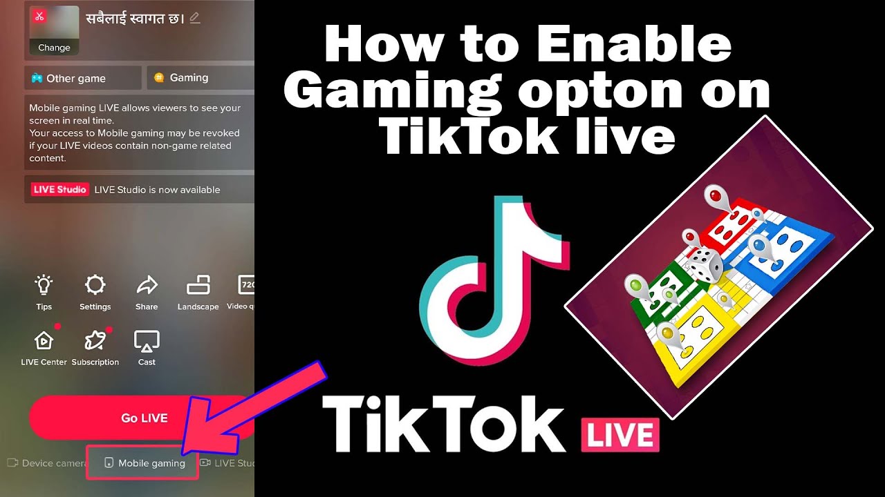 How to share screen on TikTok live in Nepali. How to enable Mobile gaming option in TikTok live ?