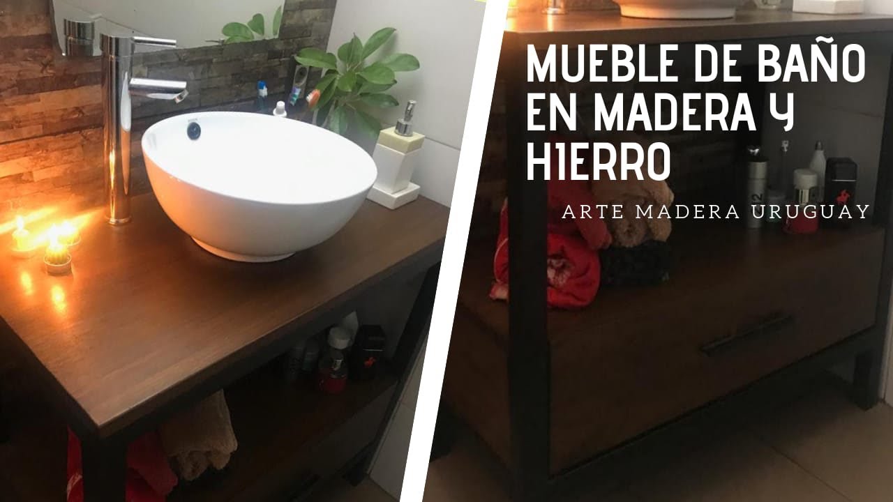 Como hacer un mueble para baño de madera y hierro fácil ( estilo industrial)