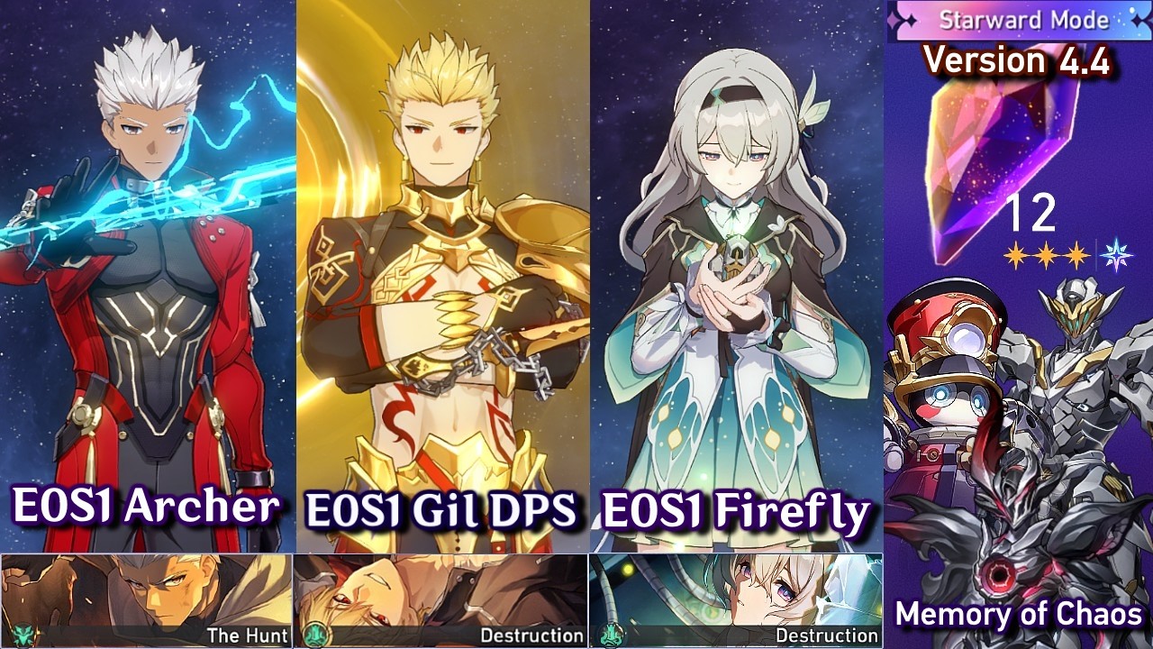 NEW Memory of Chaos 4.4 Starward Mode | E0 Archer, E0 Gilgamesh DPS, E0 Firefly | Honkai Star Rail