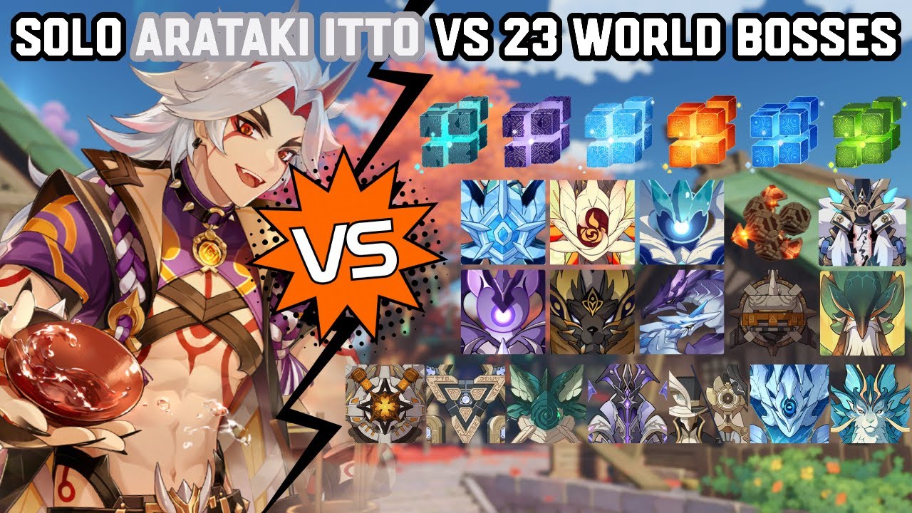 Solo C0 Arataki Itto vs 23 World Bosses Without Food Buff | Genshin Impact