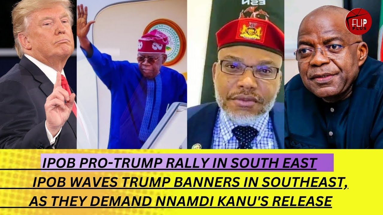 IPOB WAVES TRUMP BANNERS IN SOUTHEAST, DARES NIGERIAN STATE AS THEY DEMAND NNAMDI KANU’S FREEDOM”
