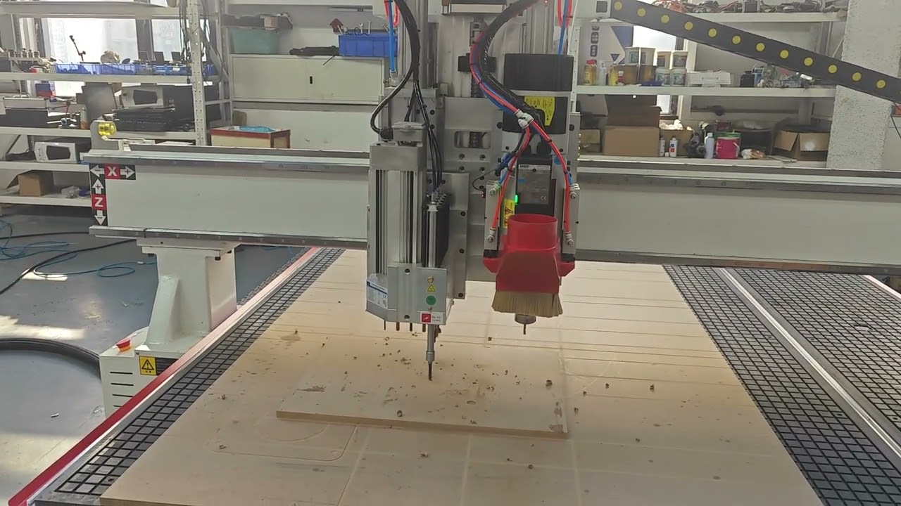 ATC CNC router with drilling head test video