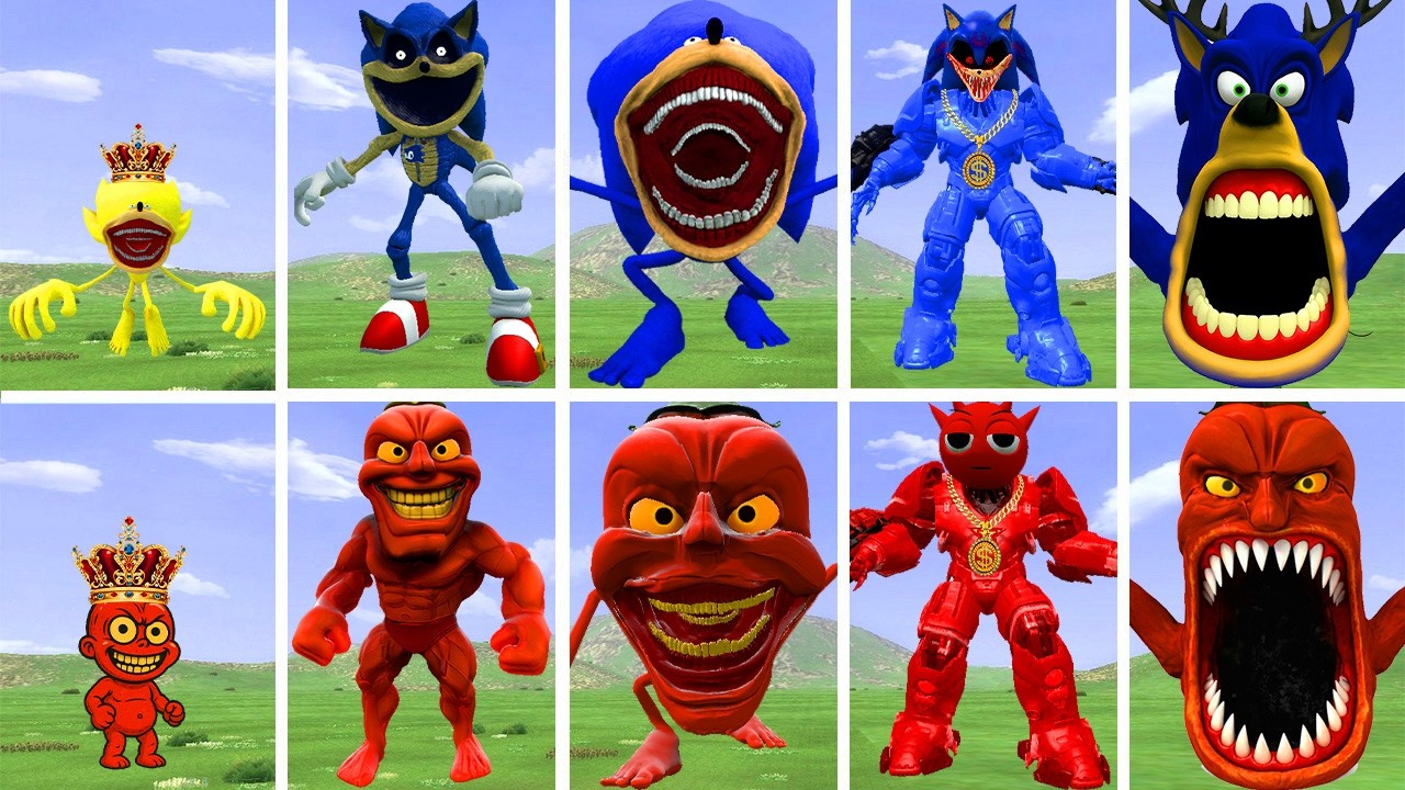 THE STRONGEST EVOLUTIONARY FORMS OF THE SONIC EXE FAMILY VS THE PEPPER PATAPIM FAMILY IN GARRY'S MOD