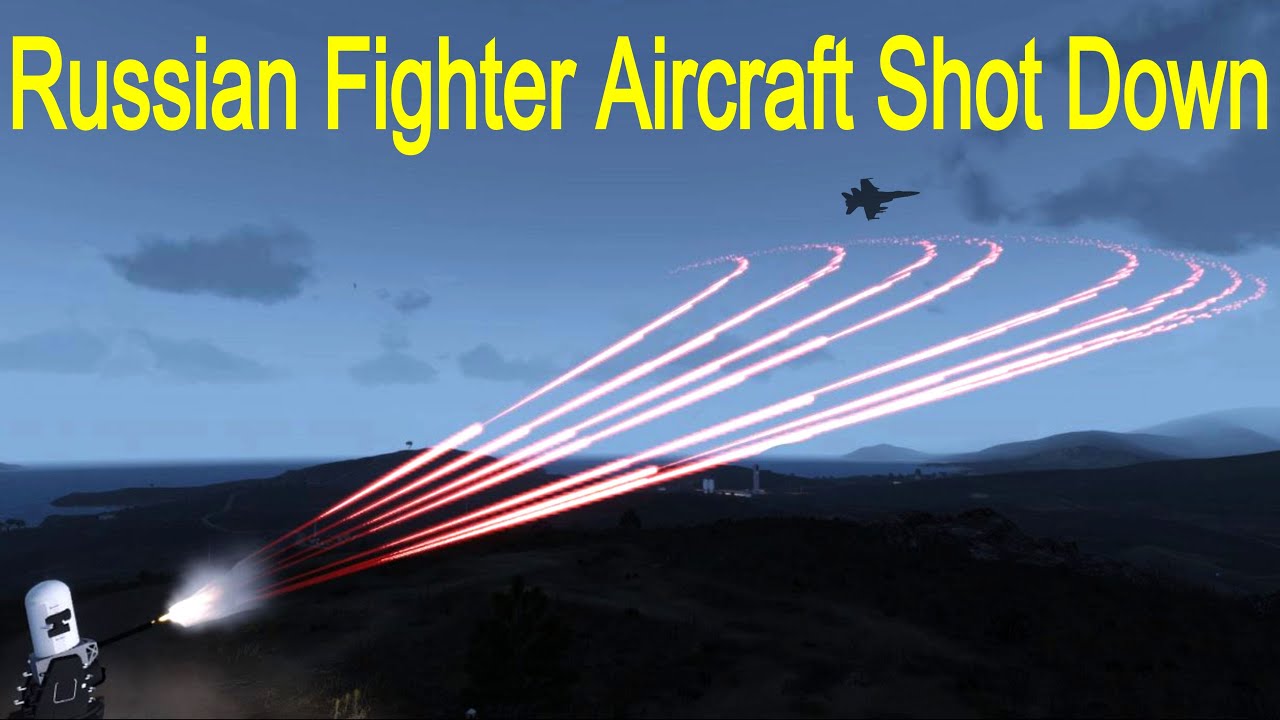 Russian Fighter Aircraft Shot Down by C-RAM - Phalanx CIWS - Military Simulation - ArmA 3