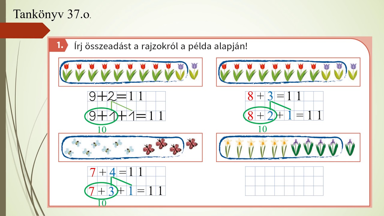 100. óra Számolás 0 - 11-ig.  Összeadás tízesátlépéssel