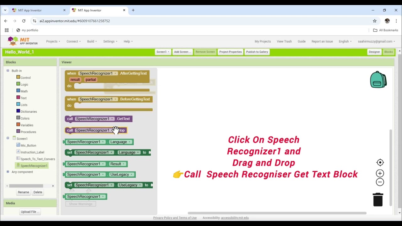 Speech To Text Mit App Inventor