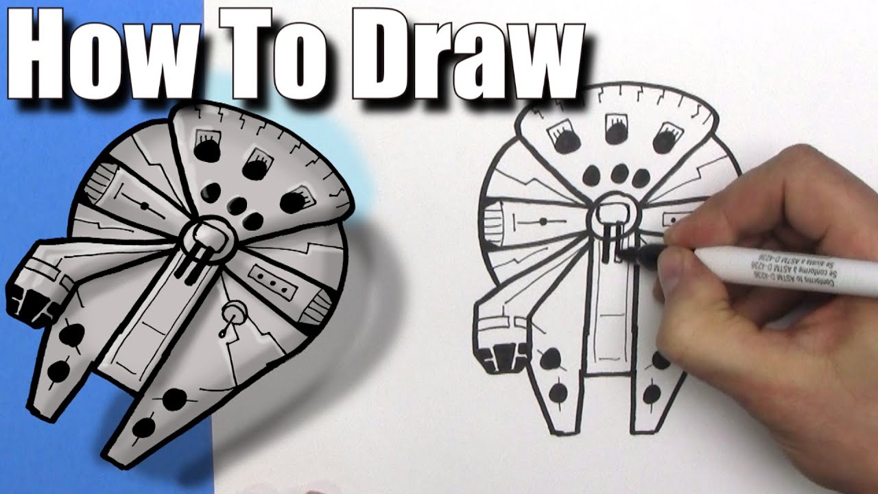 How To Draw a EASY Millennium Falcon -  Step By Step