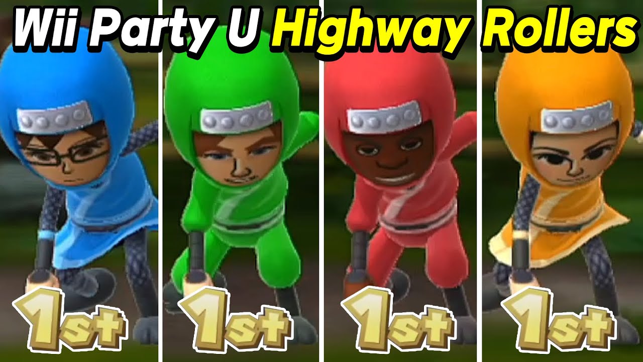 Highway Rollers Gameplay Jaehee vs Joseph vs Dylan vs Maria | Wii Party U