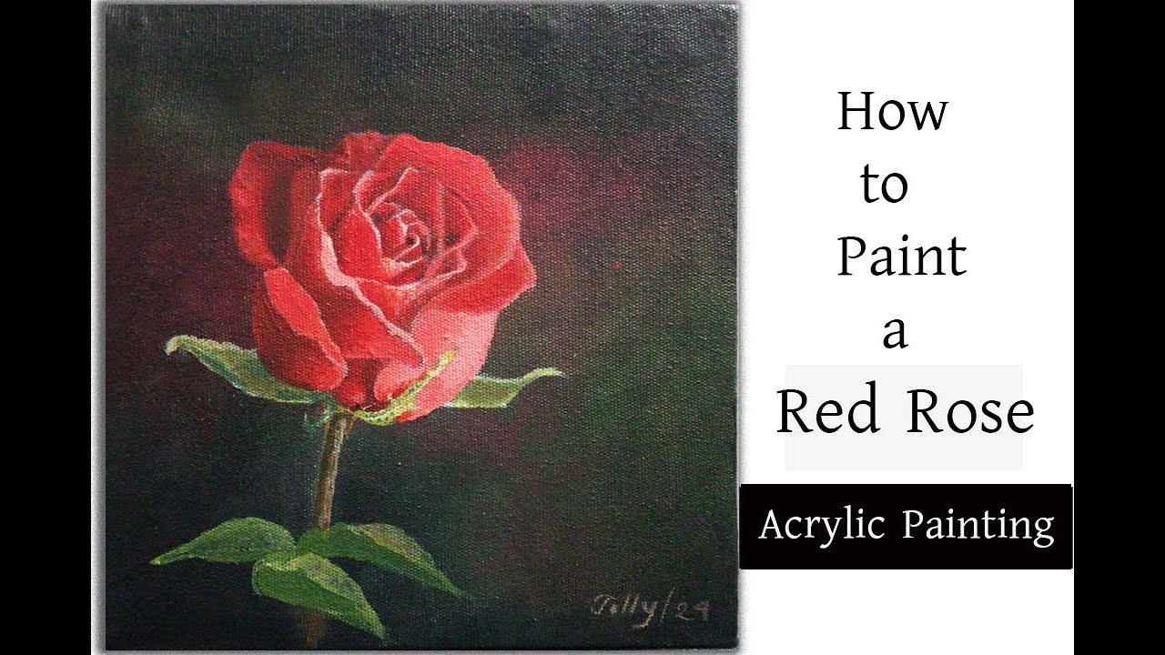 How to Paint a Red Rose. Acrylic  flower  painting . 01