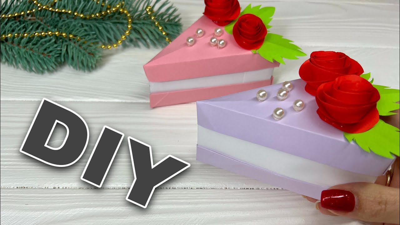 Origami Cake Slice Box Tutorial DIY Оригами Торт из бумаги