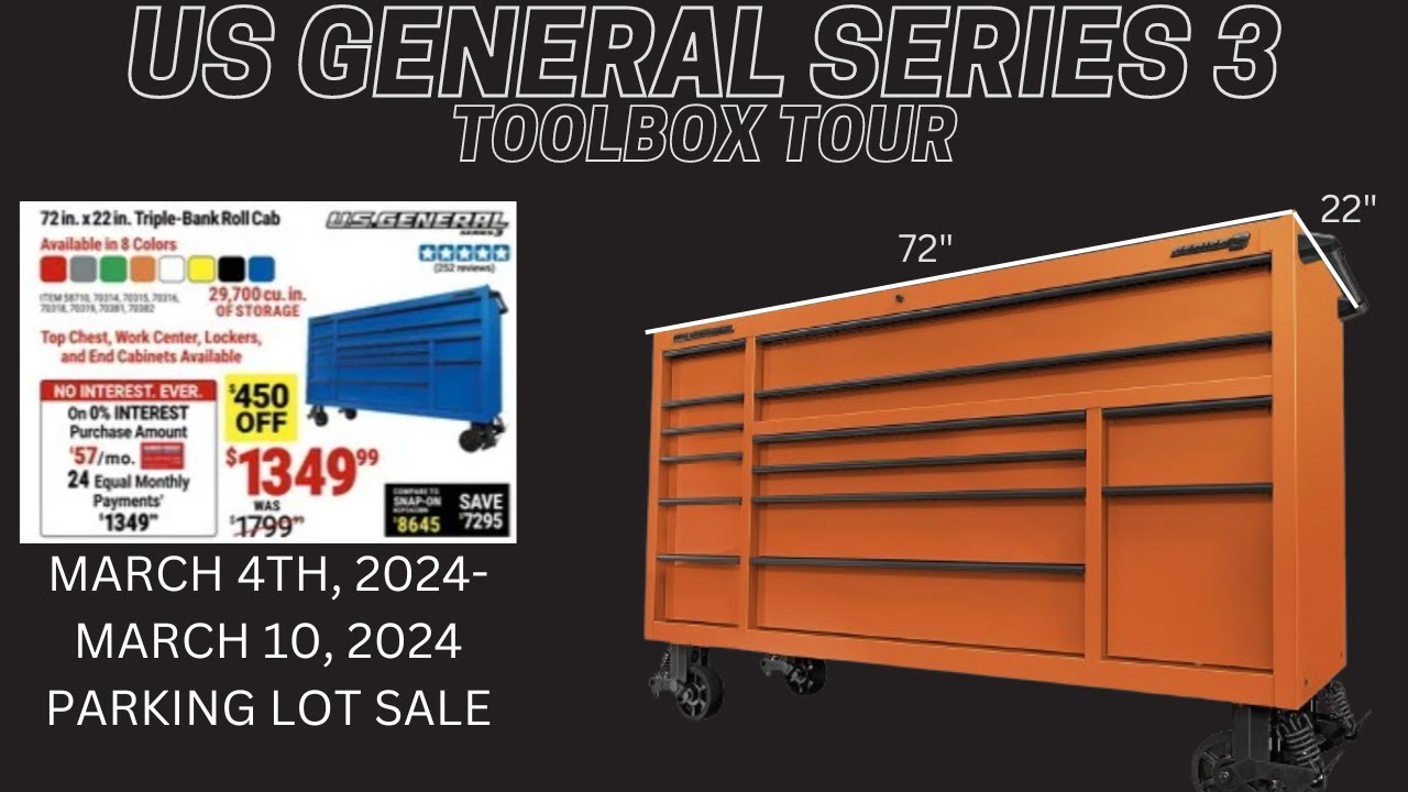 72 Inch Us General Series 3 Harbor Freight Tool Box Tour !
