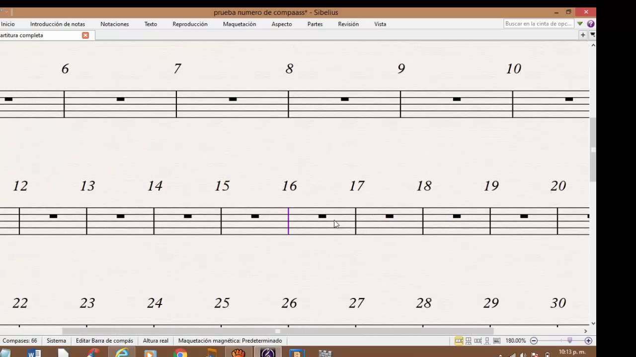 NUMEROS DE COMPAS DIFERENTES POR SISTEMA SIBELIUS