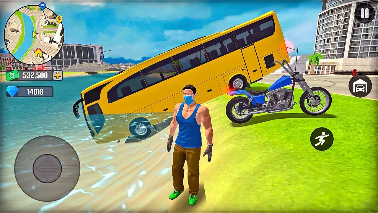 Bus and Police Bike Driving in Open World Game - Android Gameplay
