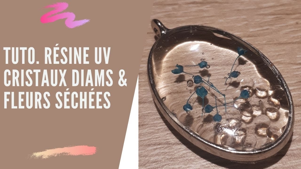 #75 uv resin  | Bijou résine UV Cristaux & fleurs séchées..