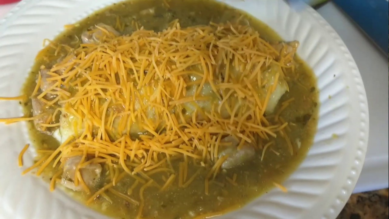 Green chili smothered burrito with pork.