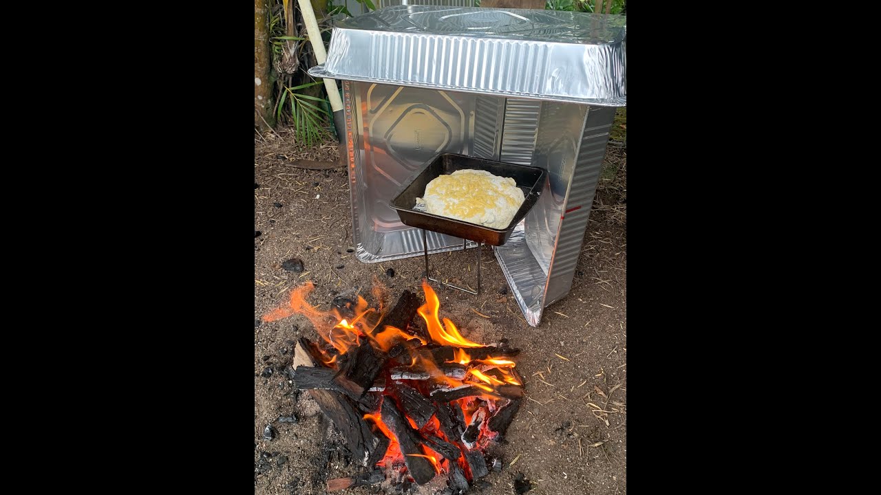 Jalapeno and Cheese Damper baked in an $18 homemade Reflector Oven