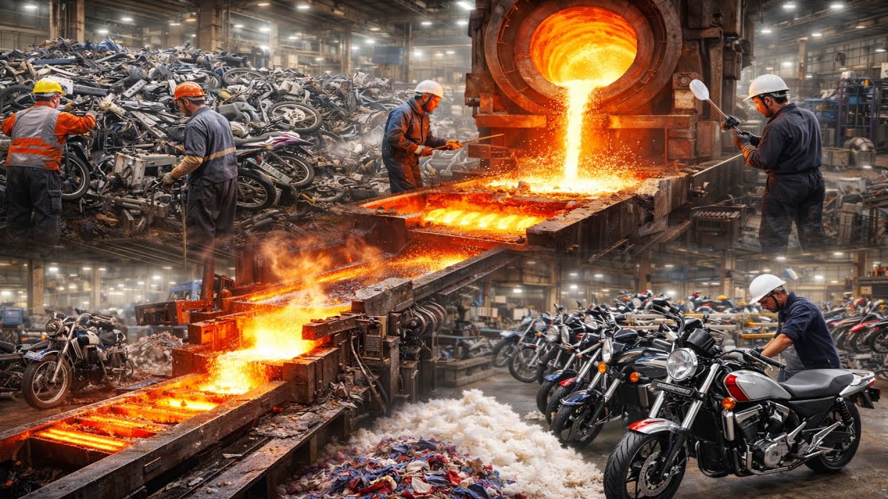 Inside Motorcycle Recycling Factory 😱 from Old Bikes to Rebuilt Motorcycles Factory (Full Process)