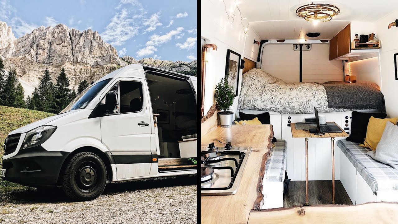 VAN CONVERSION Packed With PRACTICAL HACKS 💡 // Light & Airy SELF-BUILD CAMPERVAN  🚐