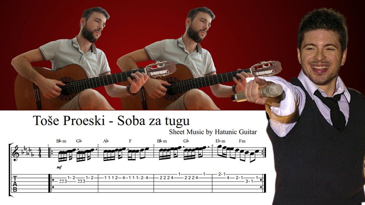 Toše Proeski - Soba za tugu | Guitar cover (Note / Tabovi & Akordi)