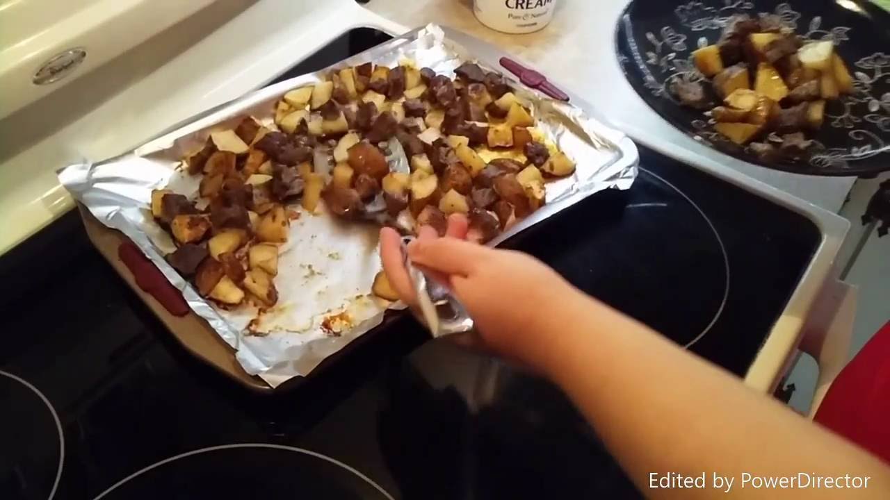 Easy One Dish Roasted Potatoes with Beef Tips Recipe
