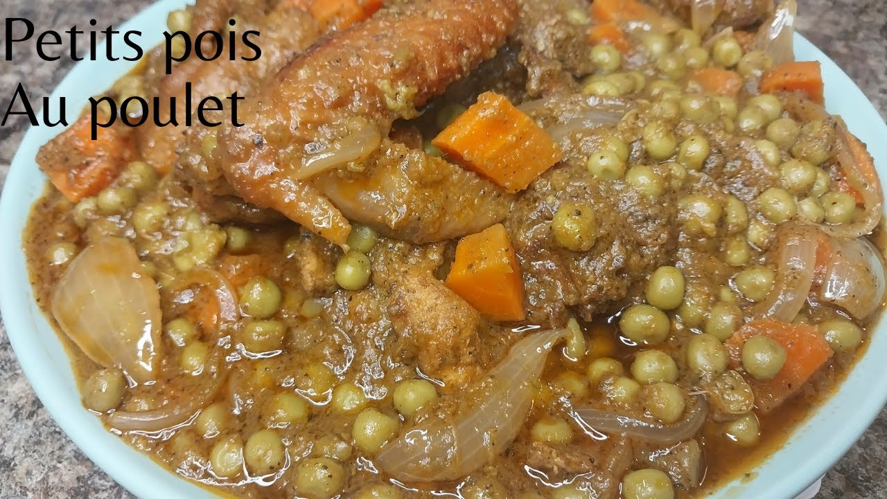Petits pois au poulet fermier, délicieuse recette facile et rapide à cuisiner !