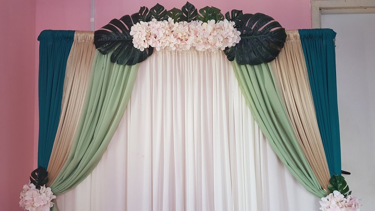 DIY_ WEDDING BACKDROP with monstera and hydrangea | ENGAGEMENT BACKDROP | WEDDING DECORATION IDEAS |