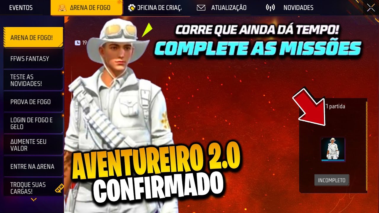 INSANO! PEGUE O NOVO AVENTUREIRO 2.0, EVENTO DE DESCONTO E CALEND&Aacute;RIO EVENTOS - NOVIDADES FREE FIRE