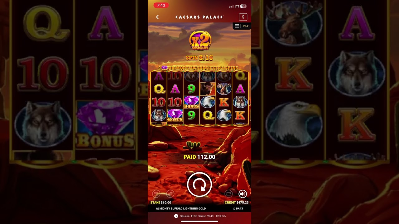 Caesars palace online casino almighty buffalo lighting gold $10 spin bonus