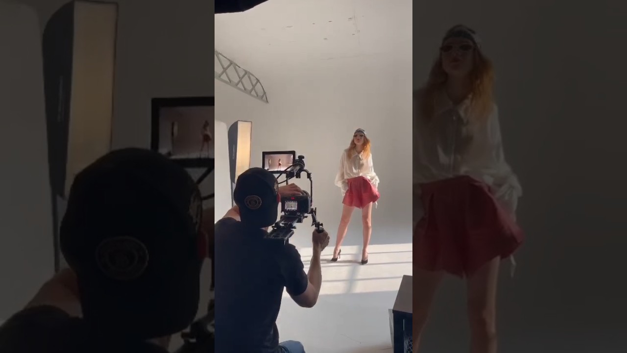 In search of a good angle #fashion #milan #cameraman #beautiful #burberry #studio #model