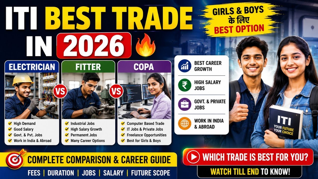 ITI Best Trade in 2026 🔥 | Electrician vs Fitter vs COPA | Girls & Boys के लिए Best Option #iti 