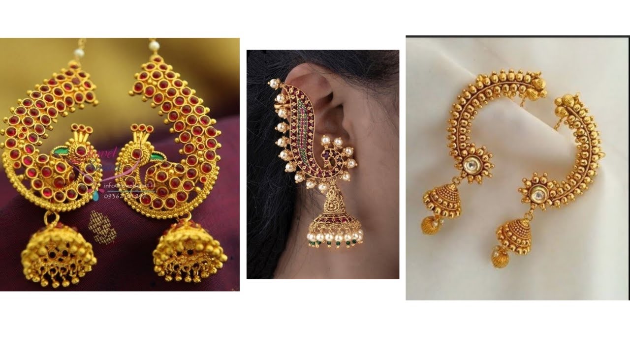 Gold Ear Cuffs Earrings Designs | Gold Exclusive Earrings Designs