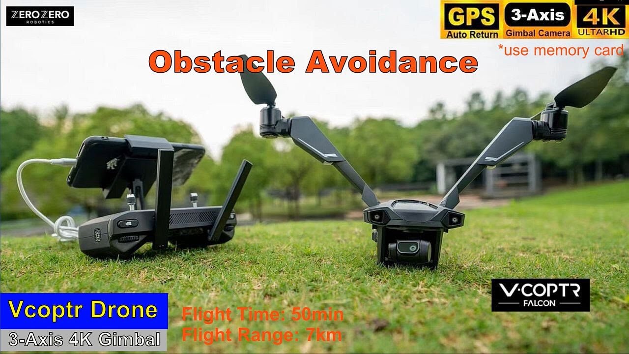 V-coptr GPS 3-Axis Gimbal 4K Obstacle Avoidance Long Time Flight Drone – Factory Test Rare Video !